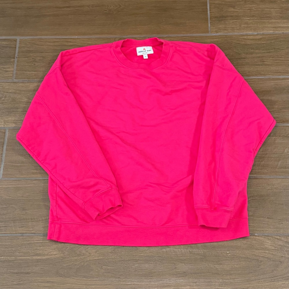 American Giant Hot Pink Crewneck Sweatshirt Women Medium Made in USA Cotton
